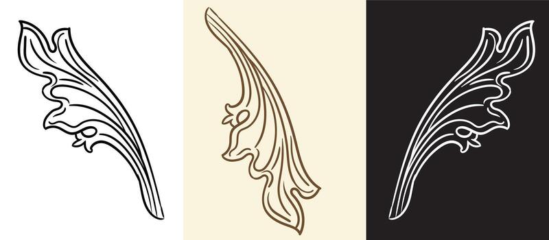 retro grabado diseño elemento hoja aislado ilustraciones vector