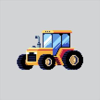 Pixel art illustration Farm Tractor. Pixelated Barn Tractor. Farm Barn Tractor Icon pixelated for the pixel art game and icon for website and game. old school retro. vector