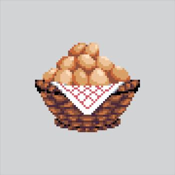 Pixel art illustration Chicken Egg. Pixelated Basket Egg. Chicken Egg in a Basket Icon pixelated for the pixel art game and icon for website and game. old school retro. vector