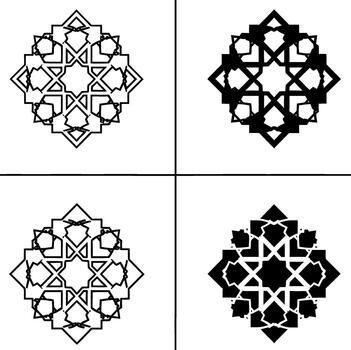 Intricate Geometric Patterns in Black and White vector