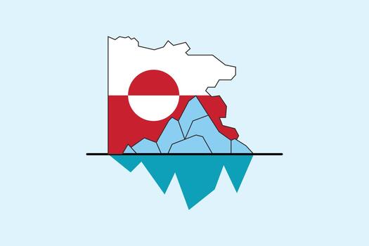A map with a flag on it and an iceberg vector