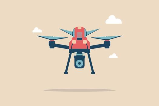Drone Illustration with Camera in the Sky. vector