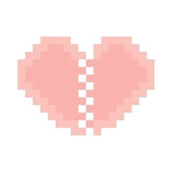 heart design split in half with pixel theme vector
