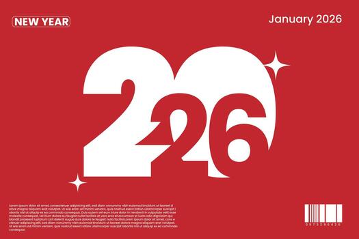 New Year 2026 Red Concept Design vector