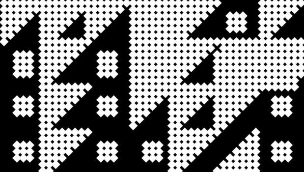 Abstract geometric pattern with black and white triangles, circles, and diagonal lines modern optical illusion background vector