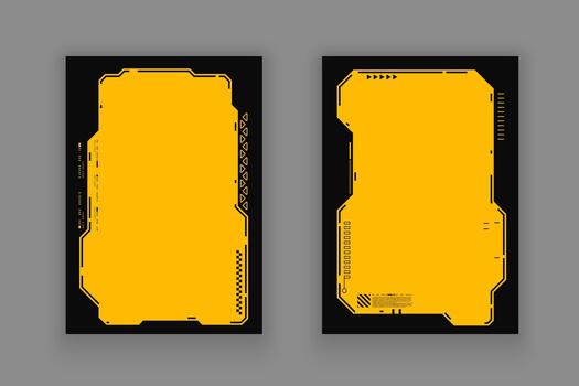 Abstract tech sci fi cover flyer template set design element. vector