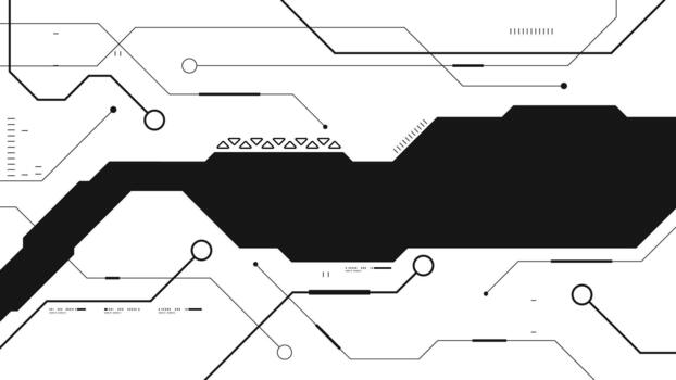 Cyberpunk black circuit diagram hi tech circuit board connection system on white background. vector