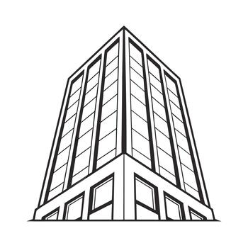 Tall geometric building outline-skyscraper architecture vector