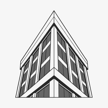 Modern triangular building with glass facade modern architecture vector