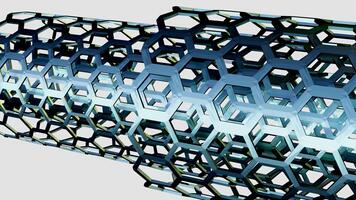 A 3d animation of multiwalled carbon nanotube or MWCNT that consists of multiple rolled layers of graphene, which are concentric tubes. video
