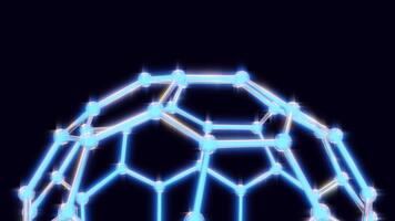 ett 3d abstrakt animering slinga av en molekyl strukturera liknar fulleren. video