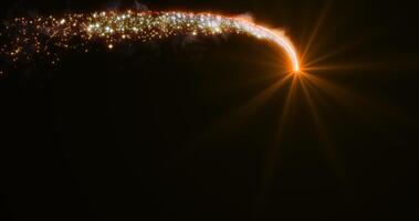 das Flug Pfad von ein hell Feuerwerk fliegend über das Nacht Himmel, Verlassen hinter ein lange Weg von funkelnd Beleuchtung und Rauch. abstrakt Komet 113 video