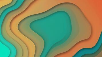 resumen degradado papel cortar fuera antecedentes con fluido olas de turquesa, naranja, y amarillo colores creando un moderno y dinámica visual video