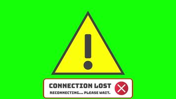 förbindelse förlorat underrättelse med utrop varning och återanslutning text video