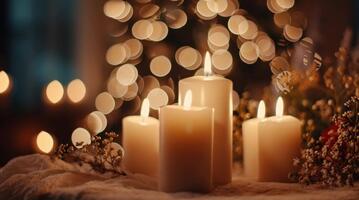 Weihnachten Kerzen mit Bokeh Licht video