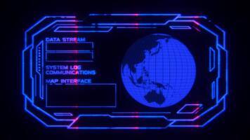 earth map hologram hud frame motion background loop animated video