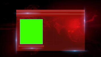 Red broadcast template with green screen for news and media production background animation effect design, Single window news graphics with green screen video