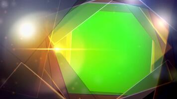 Abstract golden glowing background animation with particles and geometric motion design, chroma key green screen, premium golden template for special programs video