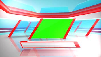 dinamico notizia trasmissione studio animazione con verde schermo, moderno elegante disegno, outro sequenza, e promozionale immagini con intro video