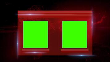 Nyheter studio utsända mall med grön skärm bakgrund för media och underhållning innehåll, dubbel- fönster Nyheter grafik mall med grön skärm krom nyckel effekt video
