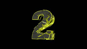 numero 2 esplosivo numero animazione su alfa canale, ciclo continuo video