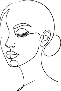 Elegant Minimalist Line Art of a Woman's Face with Closed Eyes vector