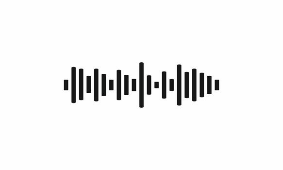 Minimalist black line art sound waveform. Flat icon representing radio or music frequency for universal logo and web design use vector
