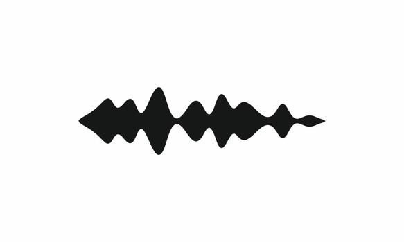 Minimalist black silhouette of an audio waveform. Simple solid graphic design element or logo for sound and media applications vector