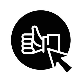 pulgares arriba con cursor sólido negro icono diseño bueno para web o móvil aplicación vector