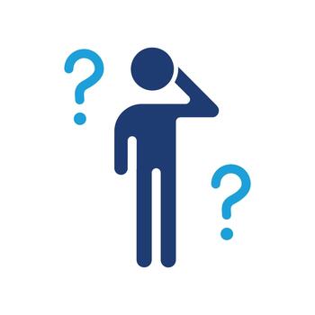 Standing businessman and his question mark colored icon design good for web or mobile app vector