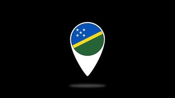 Solomon islands flag bouncing on map pointer on black background video