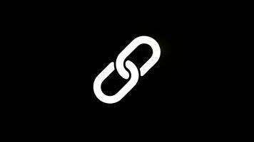 Hyperlink Symbol Bildung und zerfallen Animation auf schwarz Hintergrund video