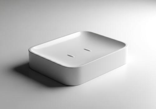 Modern White Soap Dish Square Shape on Bright Background photo