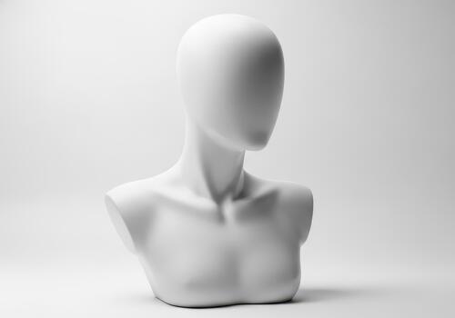 Elegant White Mannequin Head and Torso Display on Clean Background photo