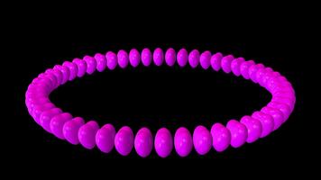 mooi roze 3d cirkel gemaakt van hart vormen roterend naadloos Aan zwart achtergrond romantisch abstract animatie lus voor valentijn, liefde, en beweging grafiek ontwerp. video