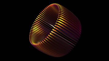 abstrakt 3d regnbågsskimrande cylindrisk former med lutning glans animering på mörk svart bakgrund video