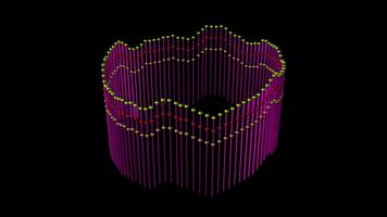 3d brillante metálico música igualada forma de onda animación con reflexión y resplandor en oscuro antecedentes video