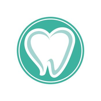 A tooth in a circle with a green background vector
