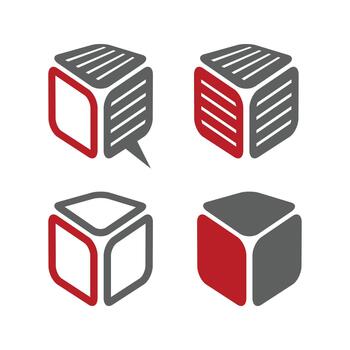 Four different cube icons with different colors vector