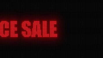 Scrolling LED digital signboard animation with glowing Clearance Sale text, realistic electronic display footag loop video