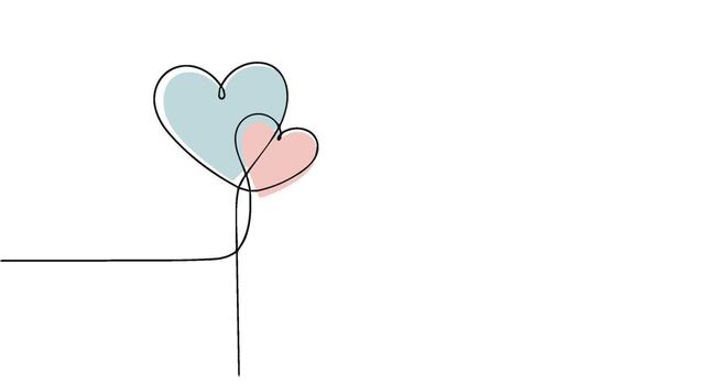 A minimalist one continuous line drawing of two interconnected hearts, a symbol of love and connection vector
