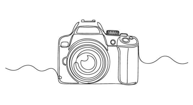 Capturing Moments A continuous one-line drawing of a modern camera, symbolizing photography's simple elegance and artistic expression vector