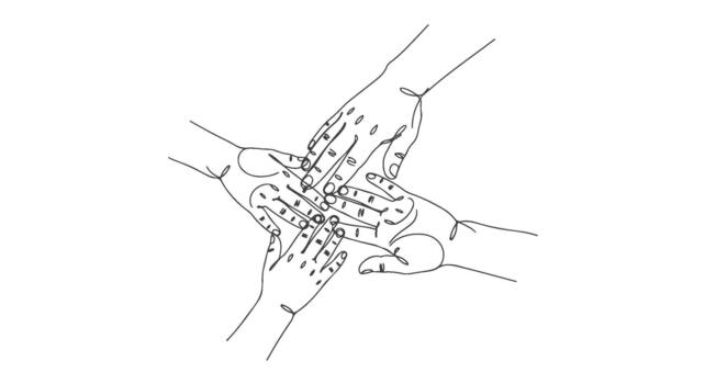 Unity in diversity a continuous line drawing depicting diverse hands joining together in a gesture of collaboration and support vector
