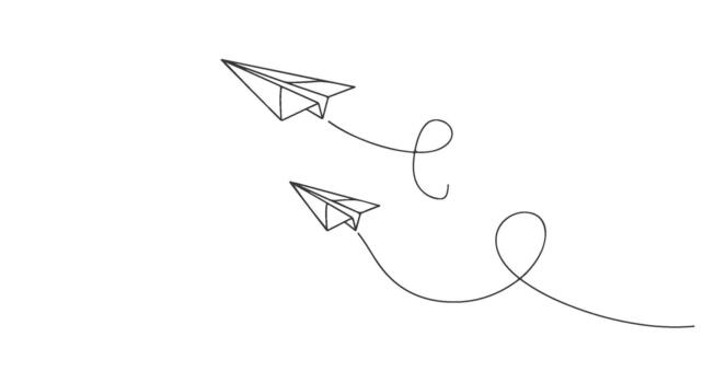One Line Continuous Drawing of Paper Airplanes Soaring Through the Air,Minimalist Design vector