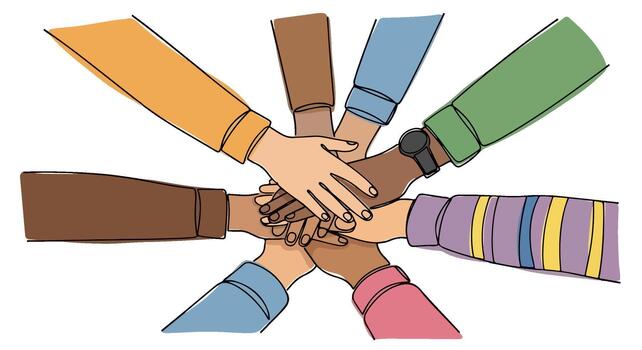 Hands in Unity Diverse Teamwork and Collaboration Illustration for Success vector
