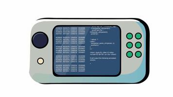 portátil console. animação do codificação em a dispositivo, alfa canal. desenho animado video