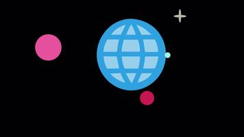 planet jord i yttre Plats. animering av global nätverk, alfa kanal. tecknad serie video