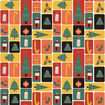 Retro Block Christmas Icon Pattern vector