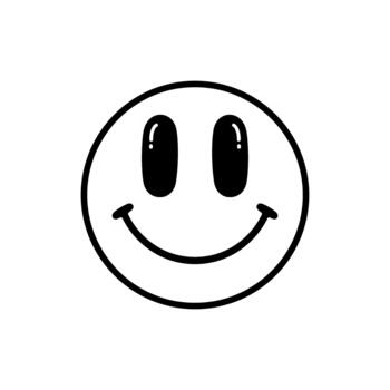 Smiling face with retro style expresses joy and positivity, radiating happiness on a clean white canvas, evoking a cheerful and nostalgic mood. vector