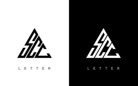scc triángulo letra logo diseño con triángulo forma. scc triángulo logo diseño monograma. scc triángulo logo modelo con rojo color. scc triangular logo simple, elegante, y lujoso logo... vector